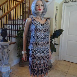 New Anne Klein Collection 100% Silk Brown Multi Print Sheath Dress Size 10